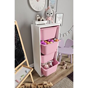 %100 Mdf - Large Mono 4 Büyük Sepetli Oyuncak Dolabı
