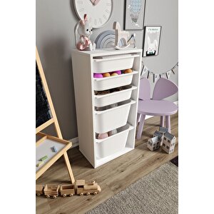 %100 Mdf - Medium Mono 5 Sepetli Oyuncak Dolabı