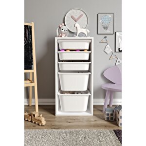%100 Mdf - Medium Mono 5 Sepetli Oyuncak Dolabı