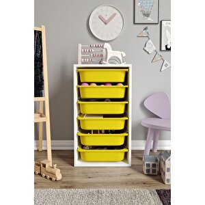 %100 Mdf - Small Mono 6 Sepetli Oyuncak Dolabı