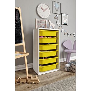 %100 Mdf - Small Mono 6 Sepetli Oyuncak Dolabı