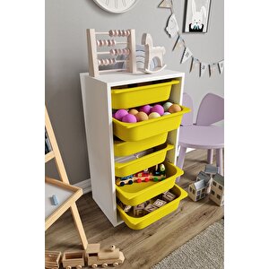 %100 Mdf - Small Mono 6 Sepetli Oyuncak Dolabı