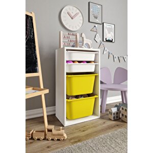 %100 Mdf - Small Mono 4 Sepetli Oyuncak Dolabı