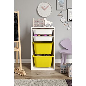 %100 Mdf - Small Mono 4 Sepetli Oyuncak Dolabı