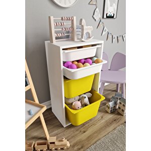 %100 Mdf - Small Mono 4 Sepetli Oyuncak Dolabı