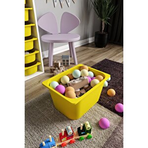 %100 Mdf - Small Mono 4 Sepetli Oyuncak Dolabı Sarı