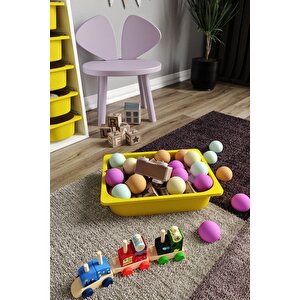 %100 Mdf - Small Mono 4 Sepetli Oyuncak Dolabı Sarı