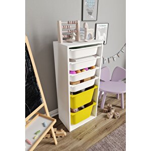 %100 Mdf - Large Mono 6 Sepetli Oyuncak Dolabı