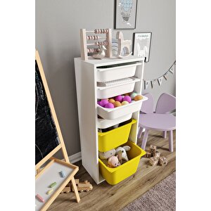 %100 Mdf - Large Mono 6 Sepetli Oyuncak Dolabı