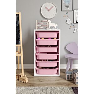 %100 Mdf - Small Mono 6 Sepetli Oyuncak Dolabı