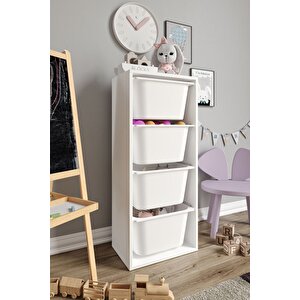 %100 Mdf - Large Mono 4 Büyük Sepetli Oyuncak Dolabı
