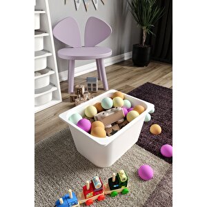 %100 Mdf - Large Mono 4 Büyük Sepetli Oyuncak Dolabı (largemono4sepet-4b-beyaz)