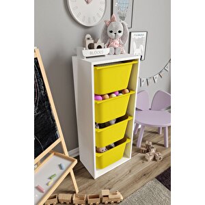 %100 Mdf - Large Mono 4 Büyük Sepetli Oyuncak Dolabı