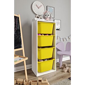 %100 Mdf - Large Mono 4 Büyük Sepetli Oyuncak Dolabı