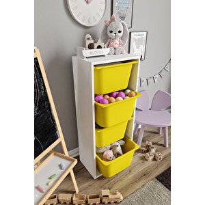 %100 Mdf - Large Mono 4 Büyük Sepetli Oyuncak Dolabı
