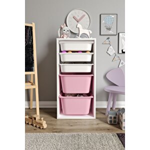 %100 Mdf - Medium Mono 5 Sepetli Oyuncak Dolabı