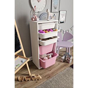 %100 Mdf - Medium Mono 5 Sepetli Oyuncak Dolabı