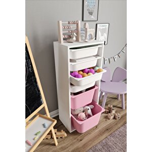 %100 Mdf - Large Mono 6 Sepetli Oyuncak Dolabı