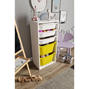 %100 Mdf - Medium Mono 5 Sepetli Oyuncak Dolabı