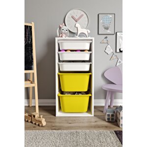 %100 Mdf - Medium Mono 5 Sepetli Oyuncak Dolabı