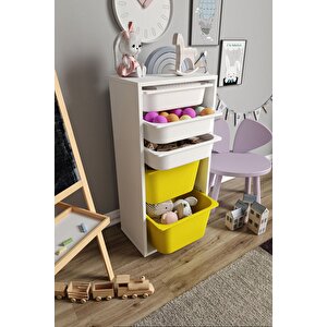 %100 Mdf - Medium Mono 5 Sepetli Oyuncak Dolabı