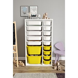 %100 Mdf - Xl Duo 16 Sepetli Oyuncak Dolabı