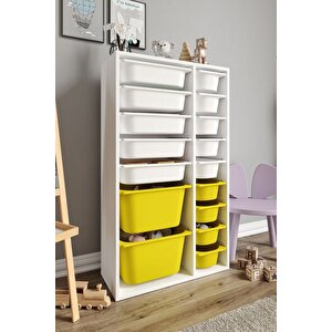 %100 Mdf - Xl Duo 16 Sepetli Oyuncak Dolabı