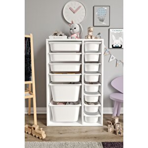 %100 Mdf - Large Duo 14 Sepetli Oyuncak Dolabı