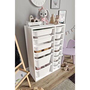 %100 Mdf - Large Duo 14 Sepetli Oyuncak Dolabı