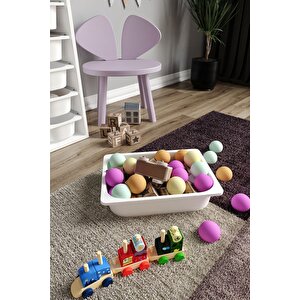%100 Mdf - Large Duo 14 Sepetli Oyuncak Dolabı (largeduo146sepet-2b-4o-8k-beyaz)