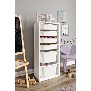 %100 Mdf - Large Mono 6 Sepetli Oyuncak Dolabı