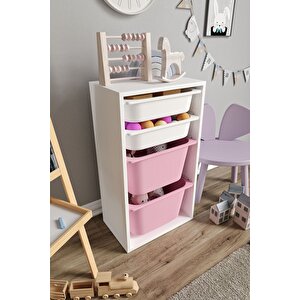 %100 Mdf - Small Mono 4 Sepetli Oyuncak Dolabı