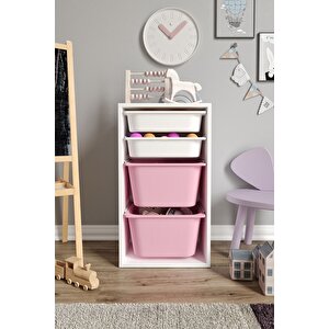 %100 Mdf - Small Mono 4 Sepetli Oyuncak Dolabı