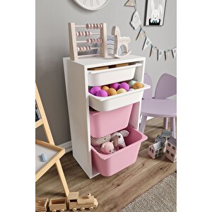 %100 Mdf - Small Mono 4 Sepetli Oyuncak Dolabı