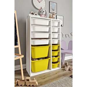 %100 Mdf - Large Duo 14 Sepetli Oyuncak Dolabı