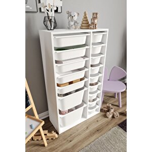 %100 Mdf - Xl Duo 16 Sepetli Oyuncak Dolabı