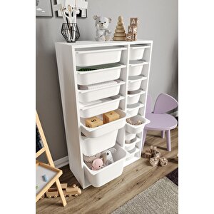 %100 Mdf - Xl Duo 16 Sepetli Oyuncak Dolabı
