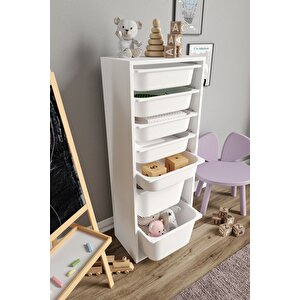 %100 Mdf - Xl Mono 7 Sepetli Oyuncak Dolabı (xlargemono7sepet-2b-5o-beyaz)