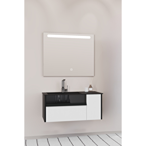 Sable 85 Cm Siyah Lavabolu Banyo Dolabı - Siyah Beyaz