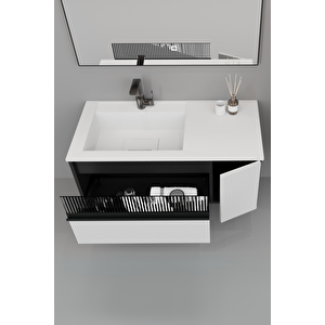Sable 85 Cm Beyaz Lavabolu Banyo Dolabı - Siyah Beyaz (boy Dolap Dahil)
