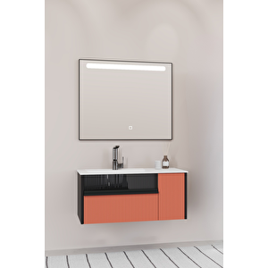 Sable 85 Cm Beyaz Lavabolu Banyo Dolabı - Siyah Kiremit