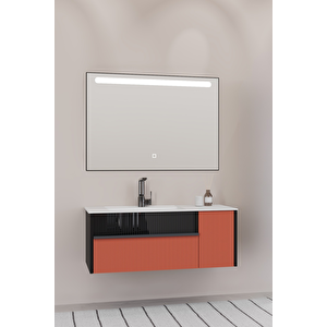 Sable 100 Cm Beyaz Lavabolu Banyo Dolabı - Siyah Kiremit