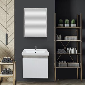 Alfa 50 Cm Banyo Dolabi Retro Taş - Beyaz