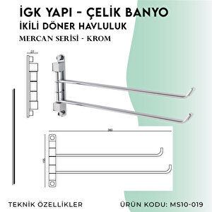 İgk Yapi - Çelik Banyo Mercan İkili Döner Havluluk (ms10-019)