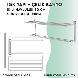 İgk Yapi - Çelik Banyo Mercan İkili Havluluk 50cm (ms10-015)