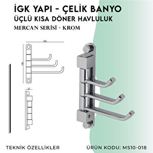 İgk Yapi - Çelik Banyo Mercan Üçlü Döner Kısa Havluluk (ms10-018)