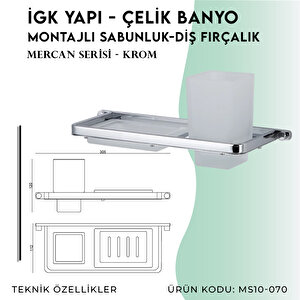 İgk Yapi - Çelik Banyo Mercan Montajlı Sabunluk-diş Fırçalık (ms10-070)