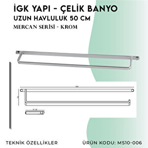 İgk Yapi - Çelik Banyo Mercan Uzun Havluluk 50cm (ms10-006)