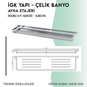 İgk Yapi - Çelik Banyo Mercan Ayna Etajeri (ms10-005)