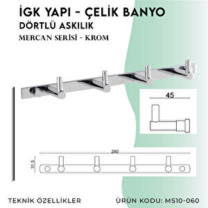 İgk Yapi - Çelik Banyo Mercan Dörtlü Askılık (ms10-060)